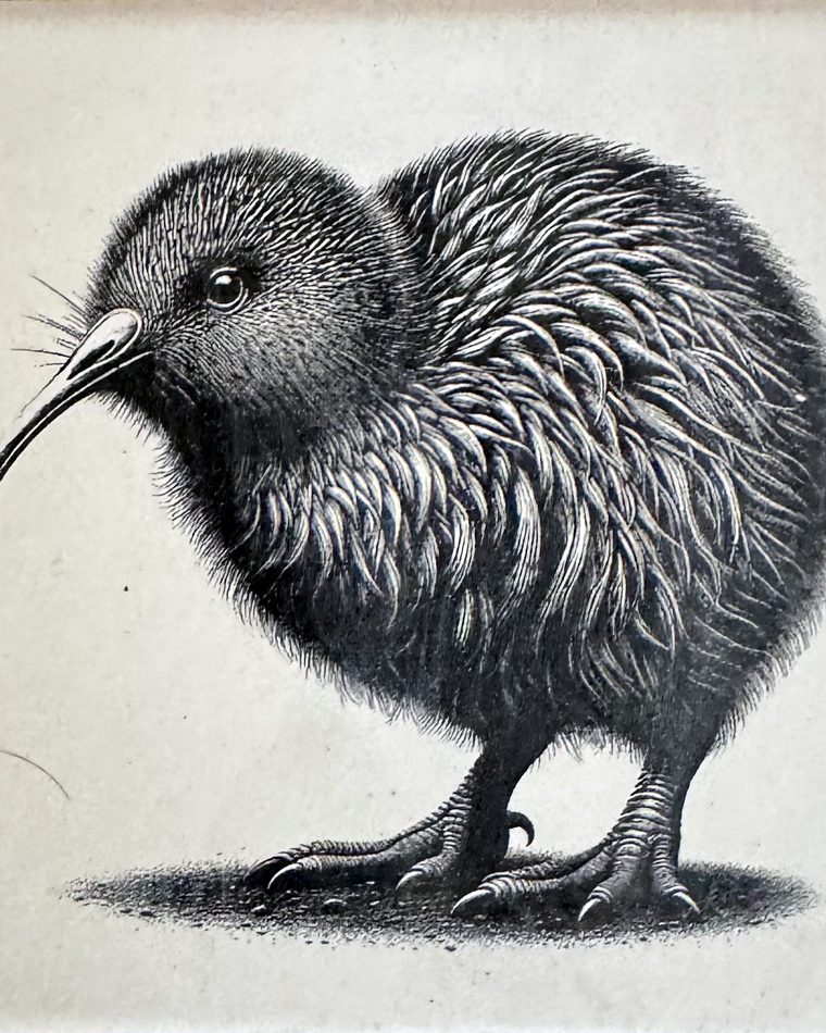 Engraved kiwi artwork